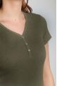 Tee shirt cotele manches courtes femme Drew Kaki