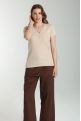 Tee shirt cotele manches courtes femme Drew Beige
