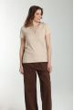 Tee shirt cotele manches courtes femme Drew Beige