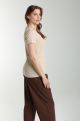 Tee shirt cotele manches courtes femme Drew Beige