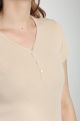 Tee shirt cotele manches courtes femme Drew Beige