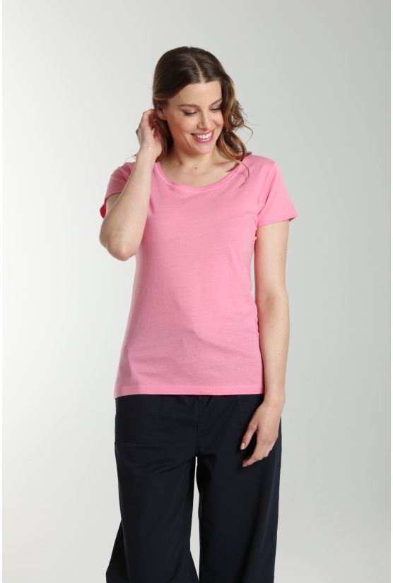 Tee shirt col rond manches courtes femme Marine Bubble Gum(Fuschia) Tee shirt col rond manches courtes femme Marine Bubble Gum(Fuschia) Gérard Pasquier