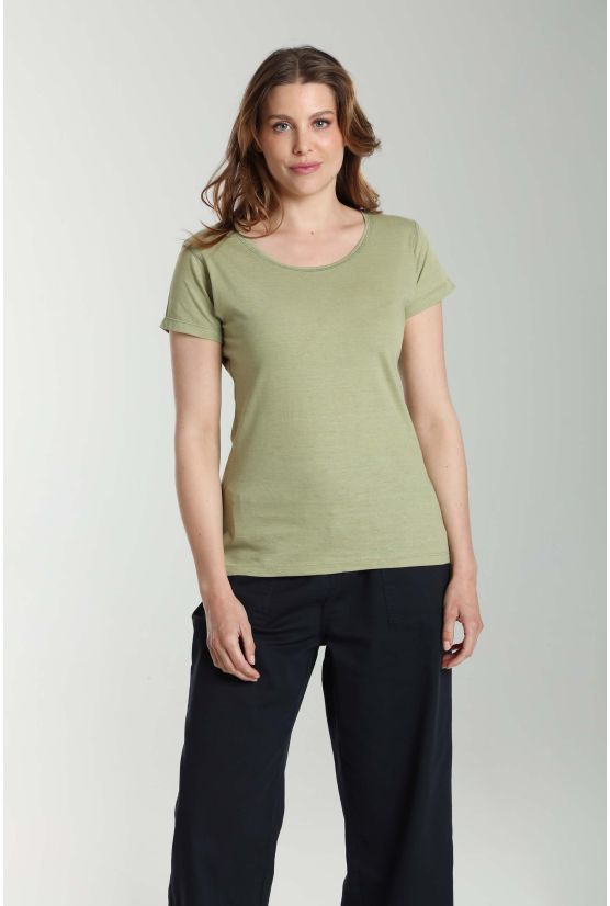 Tee shirt col rond manches courtes femme Marine Vert Sauge(Kaki) Gérard Pasquier