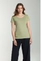 Tee shirt col rond manches courtes femme Marine Vert Sauge(Kaki)