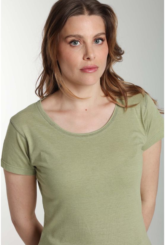 Tee shirt col rond manches courtes femme Marine Vert Sauge(Kaki) Gérard Pasquier