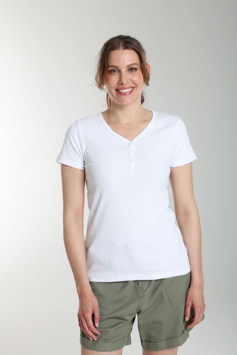 Tee shirt cotele manches courtes femme Drew Blanc
