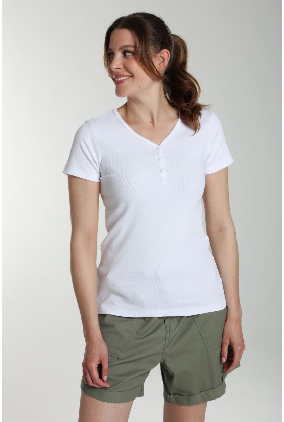 Tee shirt cotele manches courtes femme Drew Blanc Tee shirt cotele manches courtes femme Drew Blanc Gérard Pasquier