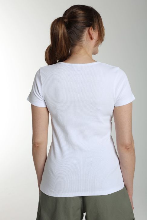 Tee shirt cotele manches courtes femme Drew Blanc