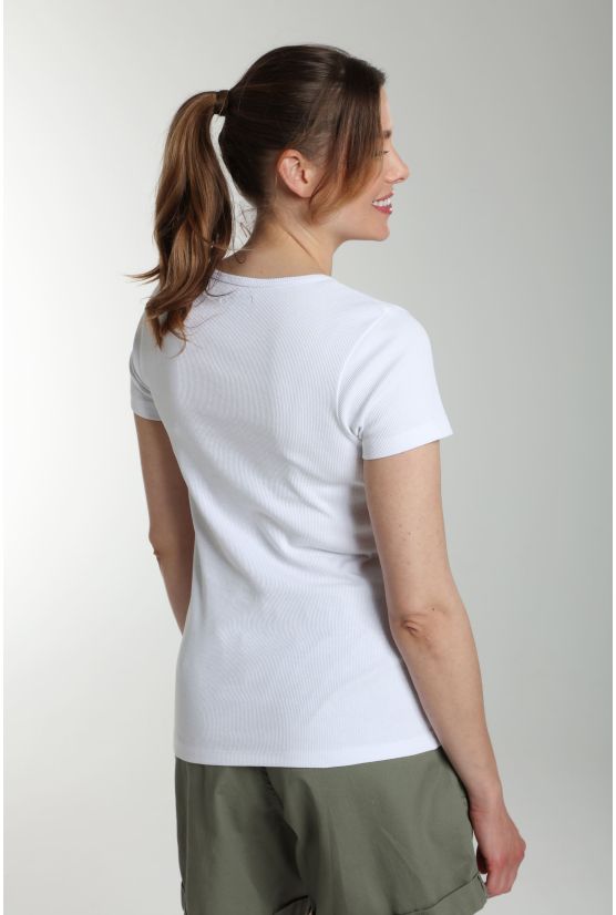Tee shirt cotele manches courtes femme Drew Blanc Tee shirt cotele manches courtes femme Drew Blanc Gérard Pasquier