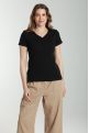 Tee shirt cotele manches courtes femme Drew Noir
