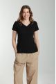 Tee shirt cotele manches courtes femme Drew Noir