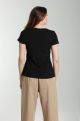 Tee shirt cotele manches courtes femme Drew Noir