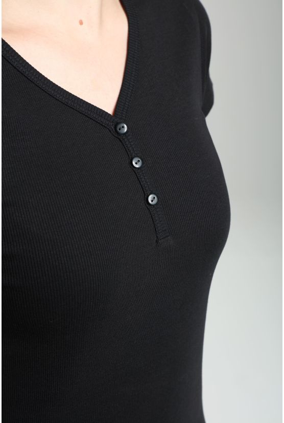 Tee shirt cotele manches courtes femme Drew Noir Gérard Pasquier