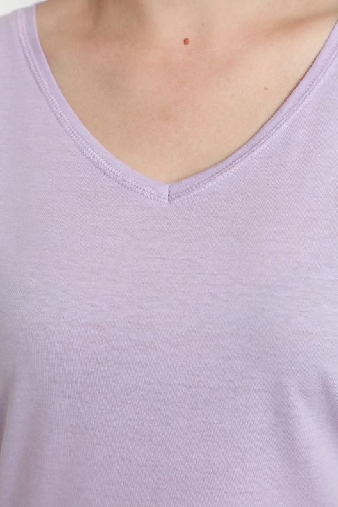 Tee shirt col v manches courtes femme Maddy Orchid Bloom(Violet)