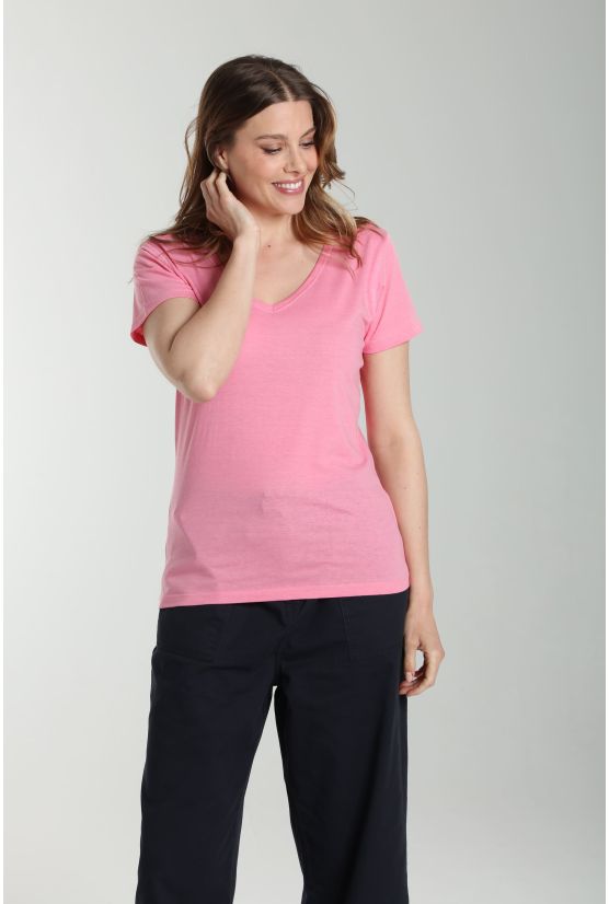Tee shirt col v manches courtes femme Maddy Bubble Gum(Fuschia) Tee shirt col v manches courtes femme Maddy Bubble Gum(Fuschia) Gérard Pasquier