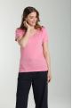 Tee shirt col v manches courtes femme Maddy Bubble Gum(Fuschia)