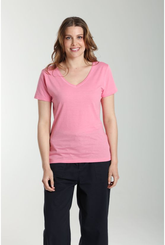 Tee shirt col v manches courtes femme Maddy Bubble Gum(Fuschia) Tee shirt col v manches courtes femme Maddy Bubble Gum(Fuschia) Gérard Pasquier