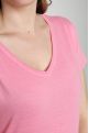 Tee shirt col v manches courtes femme Maddy Bubble Gum(Fuschia)
