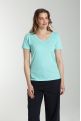 Tee shirt col v manches courtes femme Maddy Cabage(Turquoise)
