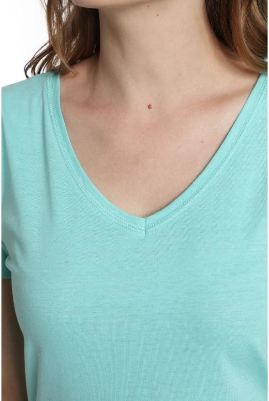 Tee shirt col v manches courtes femme Maddy Cabage(Turquoise) Tee shirt col v manches courtes femme Maddy Cabage(Turquoise) Gérard Pasquier