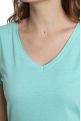 Tee shirt col v manches courtes femme Maddy Cabage(Turquoise)