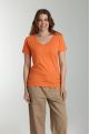 Tee shirt col v manches courtes femme Maddy Corail Rose(Orange)
