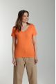 Tee shirt col v manches courtes femme Maddy Corail Rose(Orange)