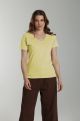 Tee shirt col v manches courtes femme Maddy Popcorn(Jaune)