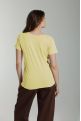 Tee shirt col v manches courtes femme Maddy Popcorn(Jaune)
