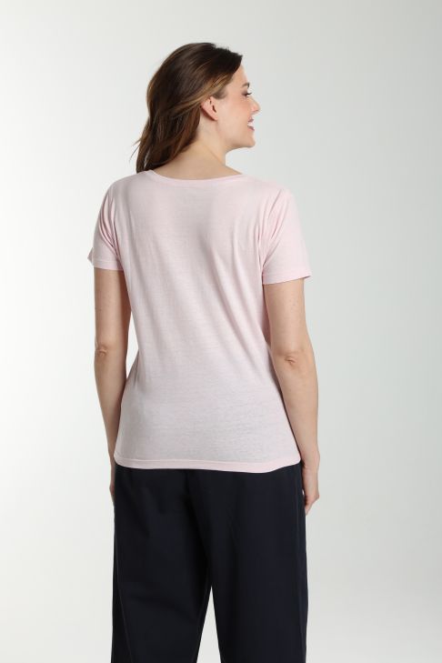 Tee shirt col v manches courtes femme Maddy Pot Pourri(Rose)