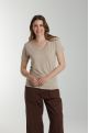 Tee shirt col v manches courtes femme Maddy Taupe Clair