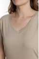 Tee shirt col v manches courtes femme Maddy Taupe Clair