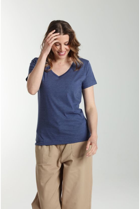 Tee shirt col v manches courtes femme Maddy Twilight Bleu(Marine) Gérard Pasquier