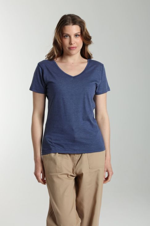 Tee shirt col v manches courtes femme Maddy Twilight Bleu(Marine)