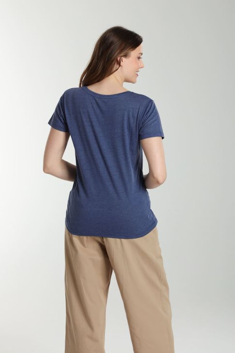 Tee shirt col v manches courtes femme Maddy Twilight Bleu(Marine)