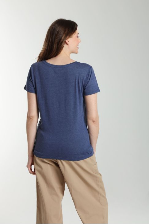 Tee shirt col v manches courtes femme Maddy Twilight Bleu(Marine)