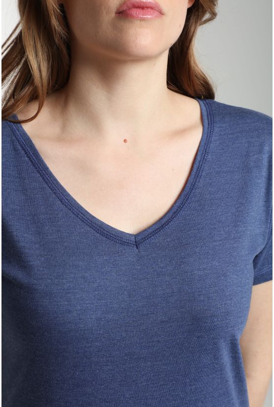 Tee shirt col v manches courtes femme Maddy Twilight Bleu(Marine) Gérard Pasquier