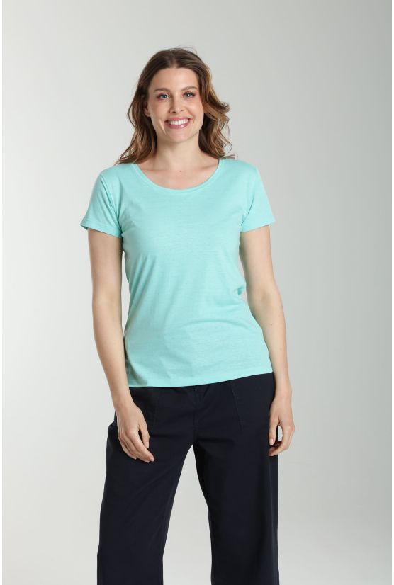 Tee shirt col rond manches courtes femme Marine Cabage(Turquoise) Tee shirt col rond manches courtes femme Marine Cabage(Turquoise) Gérard Pasquier