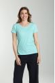 Tee shirt col rond manches courtes femme Marine Cabage(Turquoise)