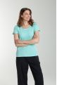 Tee shirt col rond manches courtes femme Marine Cabage(Turquoise)
