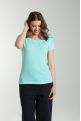 Tee shirt col rond manches courtes femme Marine Cabage(Turquoise)