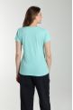 Tee shirt col rond manches courtes femme Marine Cabage(Turquoise)