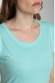 Tee shirt col rond manches courtes femme Marine Cabage(Turquoise)