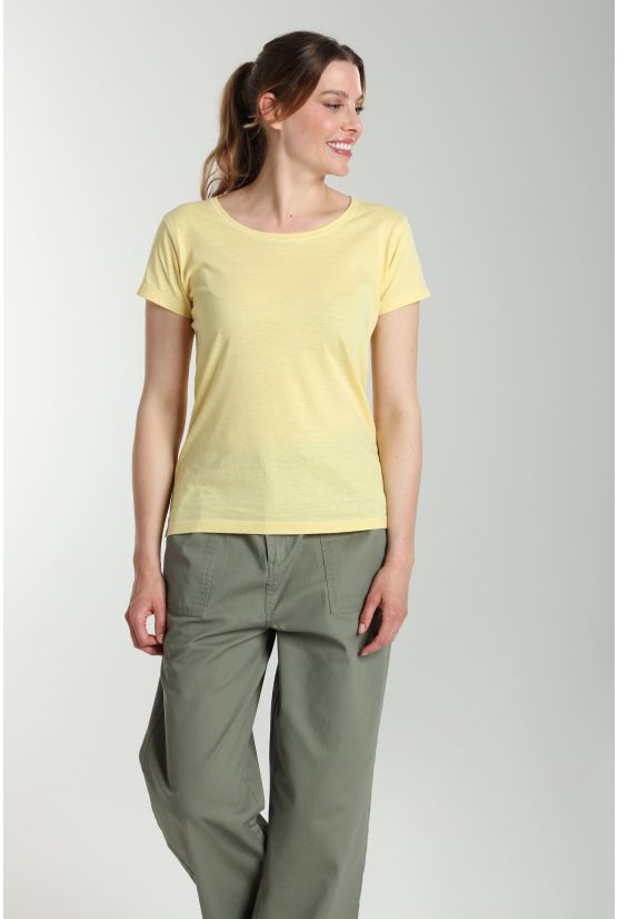 Tee shirt col rond manches courtes femme Marine Popcorn(Jaune) Gérard Pasquier