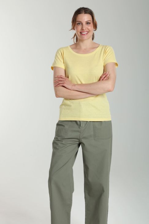 Tee shirt col rond manches courtes femme Marine Popcorn(Jaune)