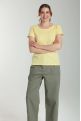 Tee shirt col rond manches courtes femme Marine Popcorn(Jaune)