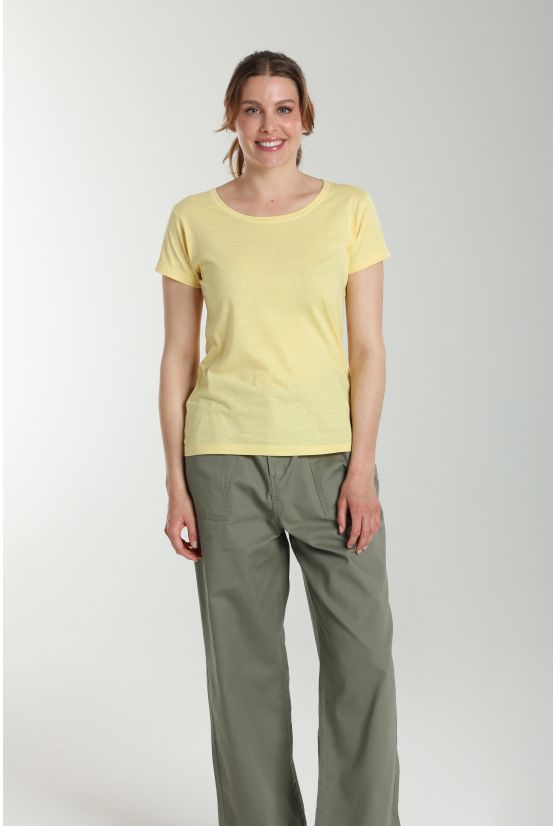 Tee shirt col rond manches courtes femme Marine Popcorn(Jaune) Gérard Pasquier