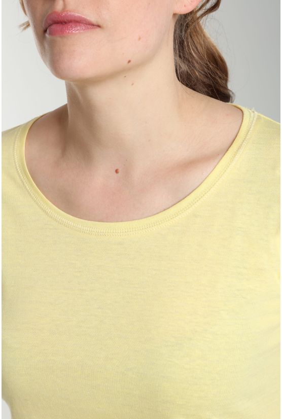 Tee shirt col rond manches courtes femme Marine Popcorn(Jaune) Gérard Pasquier