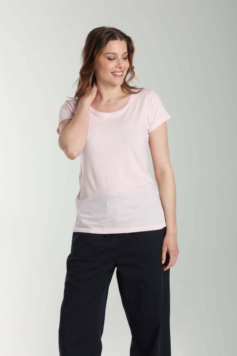 Tee shirt col rond manches courtes femme Marine Pot Pourri(Rose)