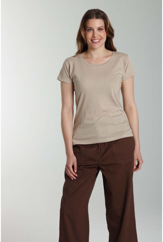 Tee shirt col rond manches courtes femme Marine Taupe Clair Tee shirt col rond manches courtes femme Marine Taupe Clair Gérard Pasquier
